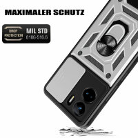 Outdoor Panzer Hülle Honor 90 Lite Handyhülle mit Slide Kameraschutz Ringhalter Silber