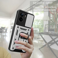 Outdoor Panzer Hülle Honor 90 Lite Handyhülle mit Slide Kameraschutz Ringhalter Silber