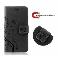 Handyhülle für ZTE Blade A31 Lite – Klapphülle Blume Schwarz