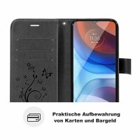Handyhülle für ZTE Blade A31 Lite – Klapphülle Blume Schwarz