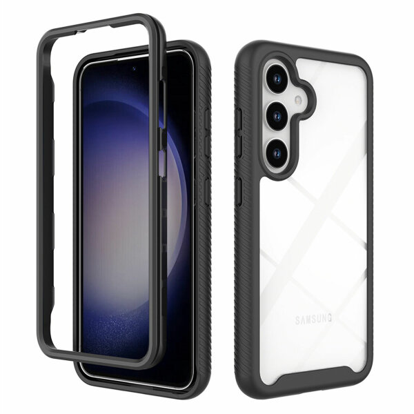 Hülle für Samsung Galaxy S24 Handyhülle 2 Teilig Bumper Case mit Kantenschutz  Schwarz