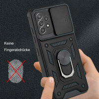 Outdoor Panzer Hülle für Samsung Galaxy A52 mit Kameraschutz Ringhalter Bumper Schwarz
