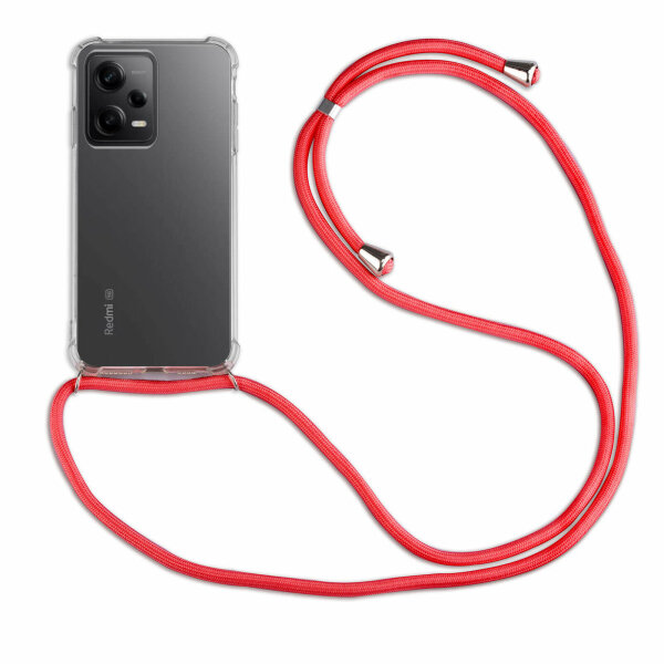 Handykette für Xiaomi Redmi Note 12 Pro+ Handyhülle mit Band Hülle mit Kordel Rot