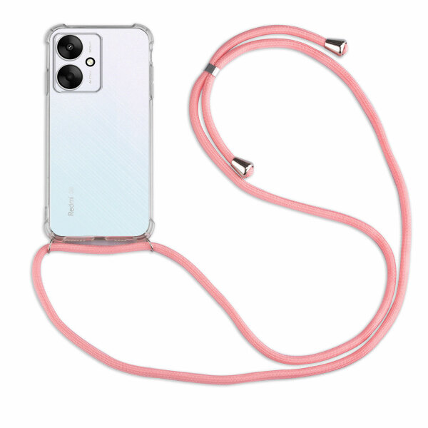 Handykette Xiaomi Redmi 13C / Poco C65 Handyhülle mit Band Hülle mit Kordel Rosa