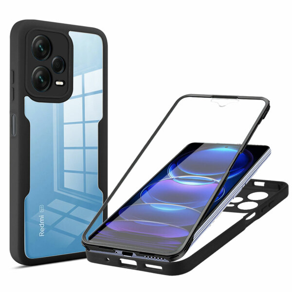 360° Grad Hülle Xiaomi Redmi Note 12 Pro+ vollschutz Integriertem Displayschutz Schwarz