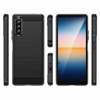Hülle für Sony Xperia 10 V Handyhülle Carbon Bumper Handy Tasche Backcover TPU