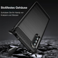 Hülle für Sony Xperia 10 V Handyhülle Carbon Bumper Handy Tasche Backcover TPU
