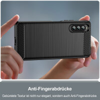 Hülle für Sony Xperia 10 V Handyhülle Carbon Bumper Handy Tasche Backcover TPU