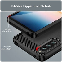 Hülle für Sony Xperia 10 V Handyhülle Carbon Bumper Handy Tasche Backcover TPU