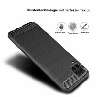 Huawei P40 Lite Carbon Hülle Schutzhülle TPU Bumper Outdoor Cover Handy Tasche
