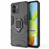 Xiaomi Redmi A1, Hülle Schutzhülle Handyhülle Silikon Case 360° Drehbarer Ring Schwarz