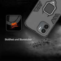 Xiaomi Redmi A1, Hülle Schutzhülle Handyhülle Silikon Case 360° Drehbarer Ring Schwarz