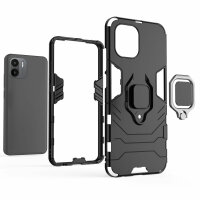 Xiaomi Redmi A1, Hülle Schutzhülle Handyhülle Silikon Case 360° Drehbarer Ring Schwarz