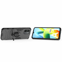 Xiaomi Redmi A1, Hülle Schutzhülle Handyhülle Silikon Case 360° Drehbarer Ring Schwarz