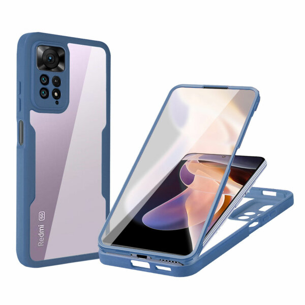 360°Grad Hülle Xiaomi Redmi Note 11 Pro Handyhülle mi Integriertem Displayschutz Blau