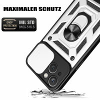 Handyhülle für Apple iPhone 15 Pro - Panzer Case Silber