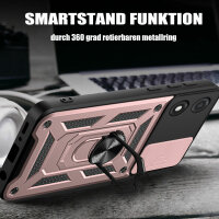 Outdoor Panzer Hülle Motorola Moto E13 Handyhülle mit Kameraschutz Ringhalter Rosegold