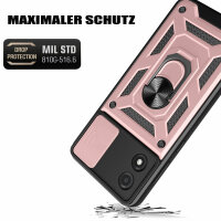Outdoor Panzer Hülle Motorola Moto E13 Handyhülle mit Kameraschutz Ringhalter Rosegold