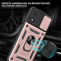 Outdoor Panzer Hülle Motorola Moto E13 Handyhülle mit Kameraschutz Ringhalter Rosegold