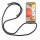 Handy Hülle mit Band Schutzhülle Handykette Seil Silikon Handy Tasche mit Schnur Samsung Galaxy A42 5G Schwarz