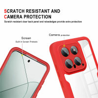 360° Grad Hülle für Xiaomi 14 Handyhülle vollschutz Integriertem Displayschutz Rot