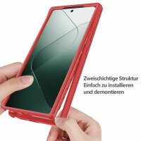 360° Grad Hülle für Xiaomi 14 Handyhülle vollschutz Integriertem Displayschutz Rot