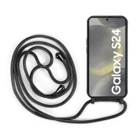 Handykette für Samsung Hanyhülle mit Band Hülle mit Kodel Smartphone Halskette Galaxy S24 Schwarz