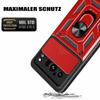 Outdoor Panzer Hülle Google Pixel 8 Pro Handyhülle mit Kameraschutz Ringhalter Rot
