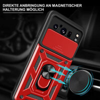 Outdoor Panzer Hülle Google Pixel 8 Pro Handyhülle mit Kameraschutz Ringhalter Rot