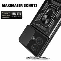Outdoor Panzer Hülle Motorola Edge 40 Neo Handyhülle mit Kameraschutz Ringhalter Schwarz