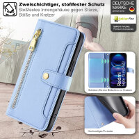 Handykette Xiaomi Hülle mit Band Handyhülle Kartenfächer PU Leder Umhängetasche Redmi Note 12 Pro 5G / Poco X5 Pro 5G Hellblau