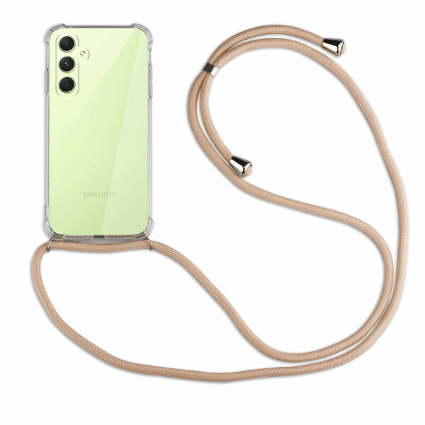 Handykette für Samsung Galaxy A54 5G Handyhülle mit Band Case Hülle mit Kordel Beige / Braun
