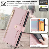 Handykette Xiaomi Hülle mit Band Handyhülle Kartenfächer PU Leder Umhängetasche Redmi 13C / Poco C65 Rosa