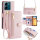 Handykette Xiaomi Hülle mit Band Handyhülle Kartenfächer PU Leder Umhängetasche Redmi 13C / Poco C65 Rosa