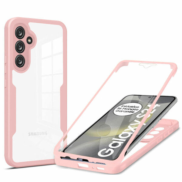 360° Grad Hülle für Samsung Galaxy S24+ vollschutz Integriertem Displayschutz Rosa