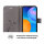 Huawei Hülle Handy Tasche Handyhülle Wallet Case Schutzhülle Blumen Mappe Etui  Huawei P-Smart 2021 Grau