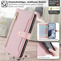 Handykette Xiaomi Hülle mit Band Handyhülle Kartenfächer PU Leder Umhängetasche 12T / 12T Pro Rosa