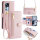 Handykette Xiaomi Hülle mit Band Handyhülle Kartenfächer PU Leder Umhängetasche 12T / 12T Pro Rosa