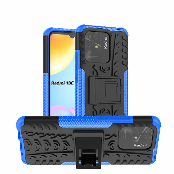 Xiaomi Redmi 10C, Schutz Hülle Handy Tasche Outdoor Case Back Cover TPU Bumper Blau