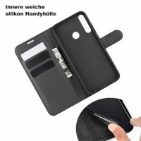 Handy Tasche Huawei Handyhülle Cover Case Klapp Schutz Hülle Etui Wallet Bumper Huawei P40 Lite E Schwarz