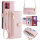 Handykette Motorola Hülle mit Band Handyhülle Kartenfächer Leder Umhängetasche Moto G84 Rosa