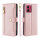 Handykette Motorola Hülle mit Band Handyhülle Kartenfächer Leder Umhängetasche Moto G84 Rosa