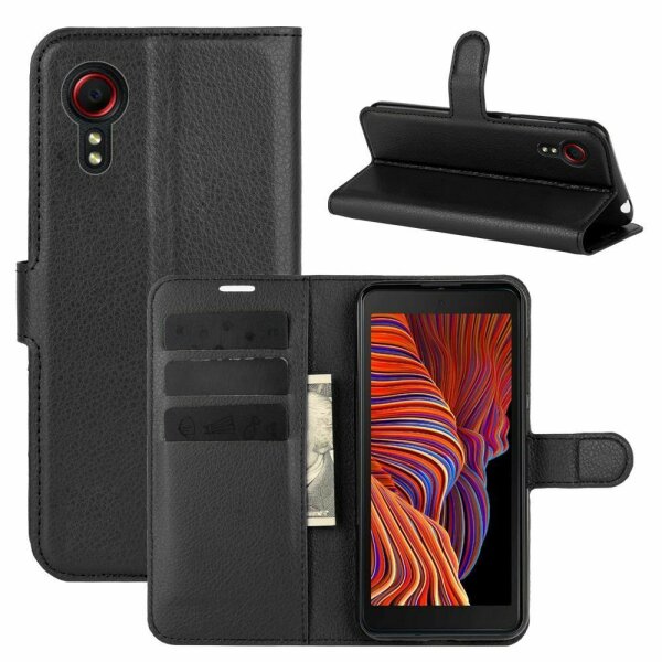 Handyhülle für Samsung Galaxy Xcover 5 – Klapphülle PU-Leder Schwarz