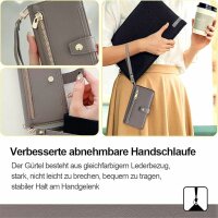 Handykette Xiaomi Hülle mit Band Handyhülle Kartenfächer PU Leder Umhängetasche Redmi A3 Grau