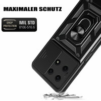 Outdoor Panzer Hülle Honor X8A Handyhülle mit Slide Kameraschutz Ringhalter Schwarz