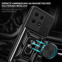 Outdoor Panzer Hülle Honor X8A Handyhülle mit Slide Kameraschutz Ringhalter Schwarz