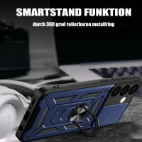 Outdoor Panzer Hülle für Samsung Galaxy S24+ mit Kameraschutz Ringhalter Bumper Blau