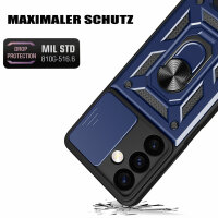 Outdoor Panzer Hülle für Samsung Galaxy S24+ mit Kameraschutz Ringhalter Bumper Blau