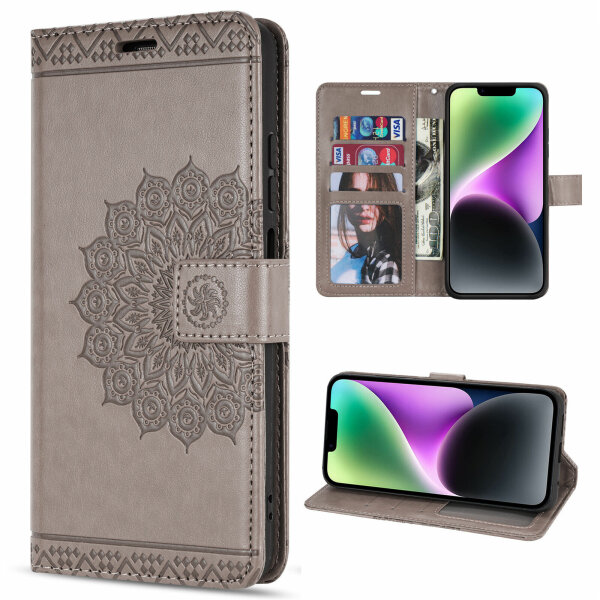 Handyhülle für Apple iPhone 14 – Mandala Case Grau