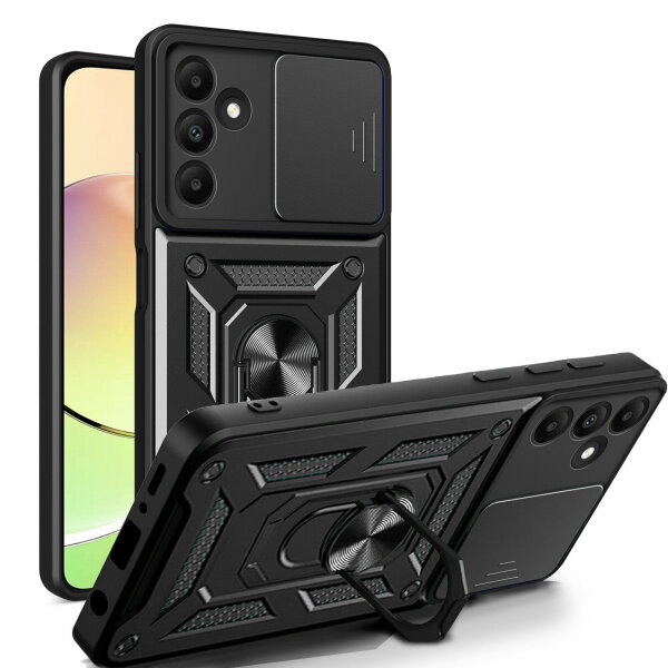 Outdoor Panzer Hülle für Samsung Galaxy A15 mit Kameraschutz Ringhalter Bumper  Schwarz